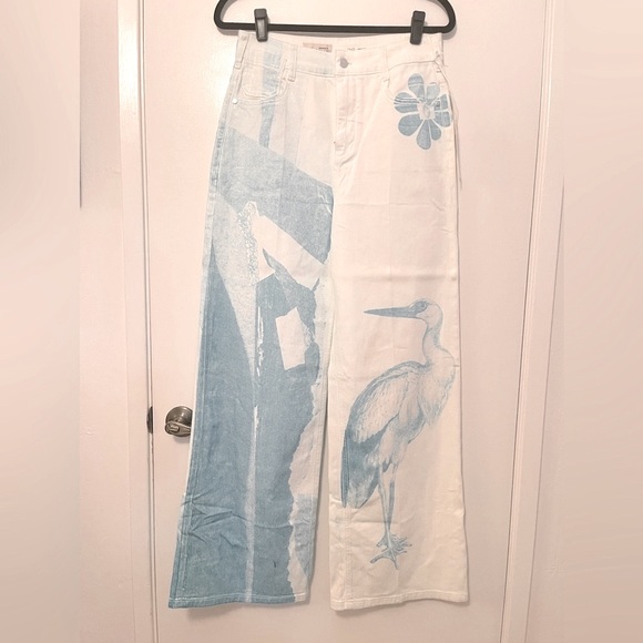 NWT Anthropologie x Anne Guest Size 28 Cyanotype High-Rise Jeans in White - Picture 7 of 10